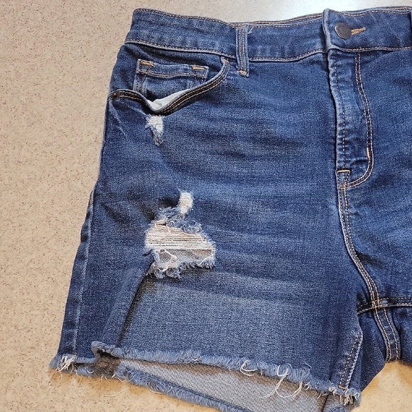 Old Navy Blue Distressed High Rise Jean Shorts Size 10 - Picture 7 of 10